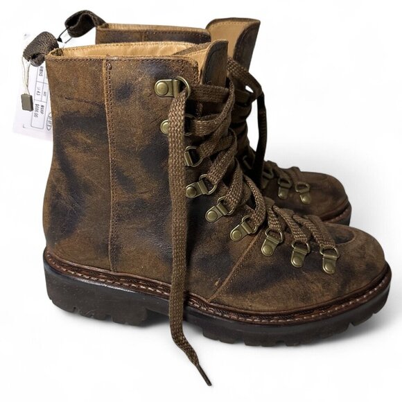Women's Grenson Nannette Hiker Combat Boot UK 4.5 Brown Distressed Leather NWOT - Picture 1 of 11